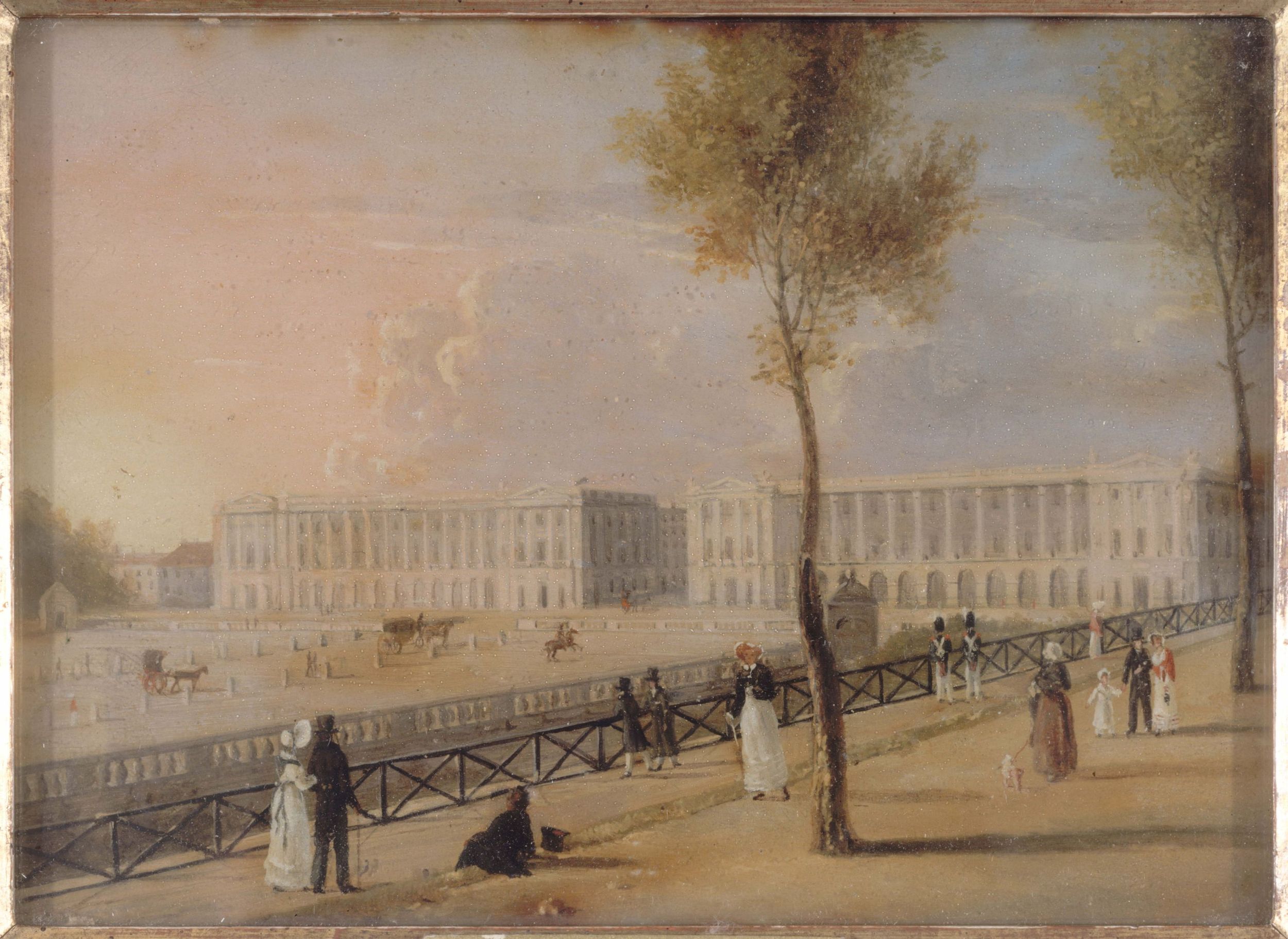 Anonyme, La place de la Concorde vue de la terrasse du jardin des Tuileries, vers 1820