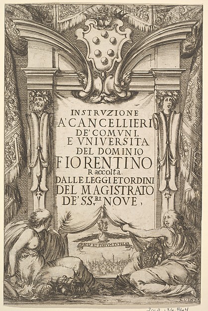 Stefano della Bella, Frontispiece for "Instructions for Chancellors" (Instruzione a' Cancellieri)