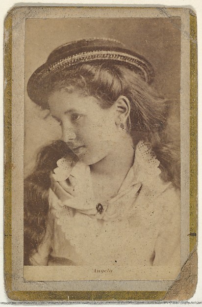 Allen & Ginter, Angela, from the Actresses and Celebrities series (N60, Type 2) promoting Little Beauties Cigarettes for Allen & Ginter brand tobacco products