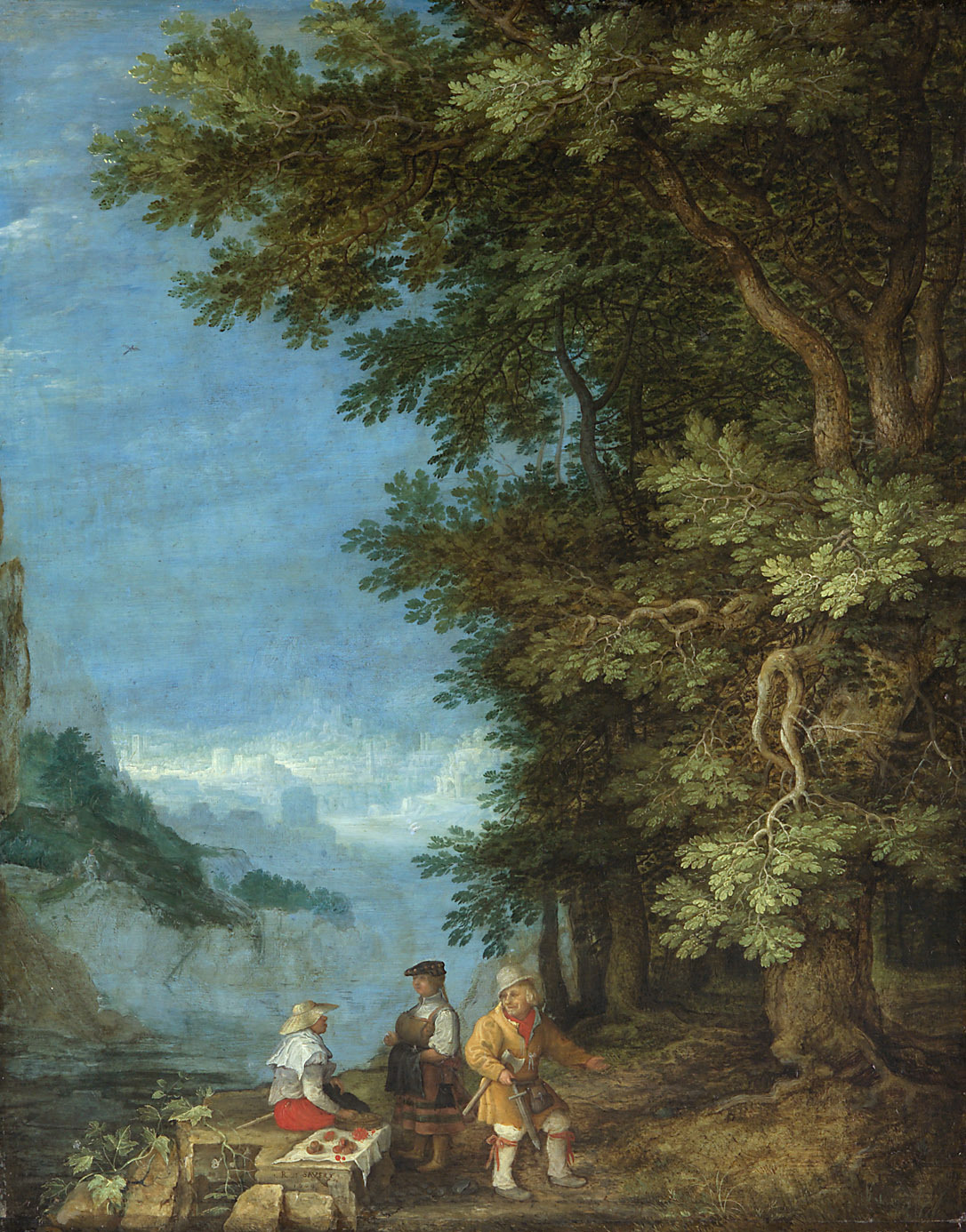 Roelant Savery, Bergachtig landschap met groenteverkopers