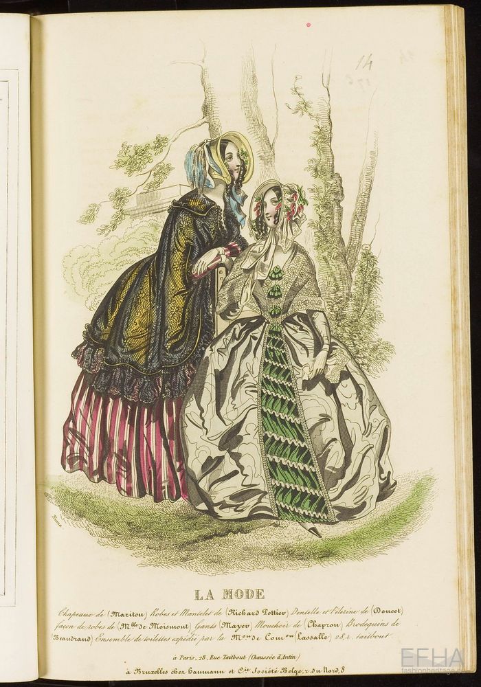 Unknown artist, Modeprent (in kleur) uit 'La mode : album des salons' 1842-01-06