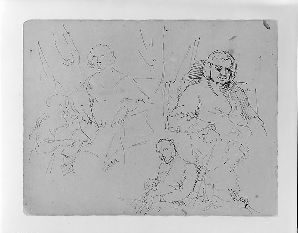 Thomas Sully, Four Portrait Sketches (from Sketchbook)