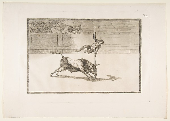 Goya (Francisco de Goya y Lucientes), Plate 20 from "La Tauromaquia": The agility and audacity of Juanito Apiñani in [the ring] at Madrid