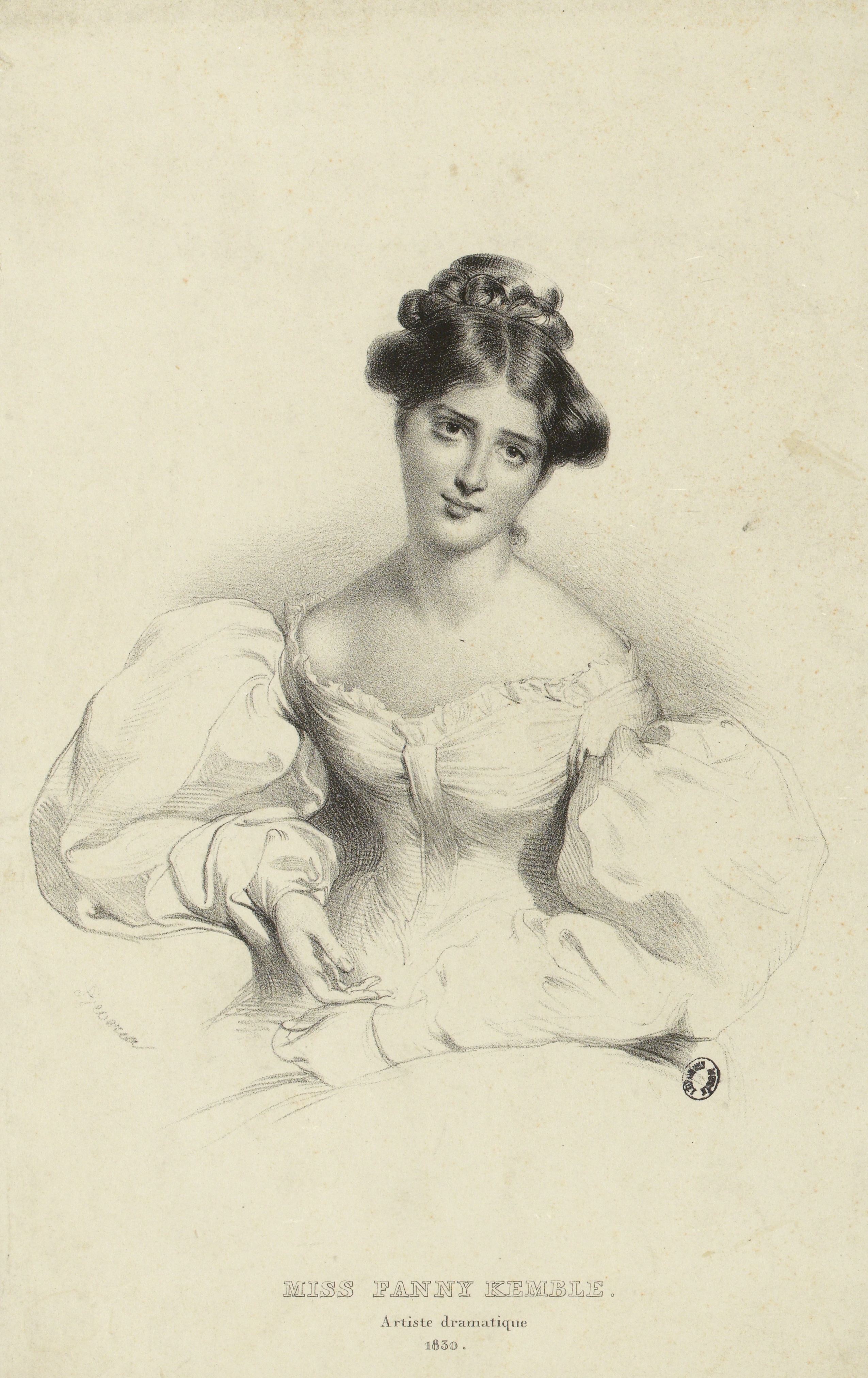 Achille Devéria, Actrices des principaux Théâtres de Paris : portrait de Miss Fanny Kemble (1809-1893), artiste dramatique.