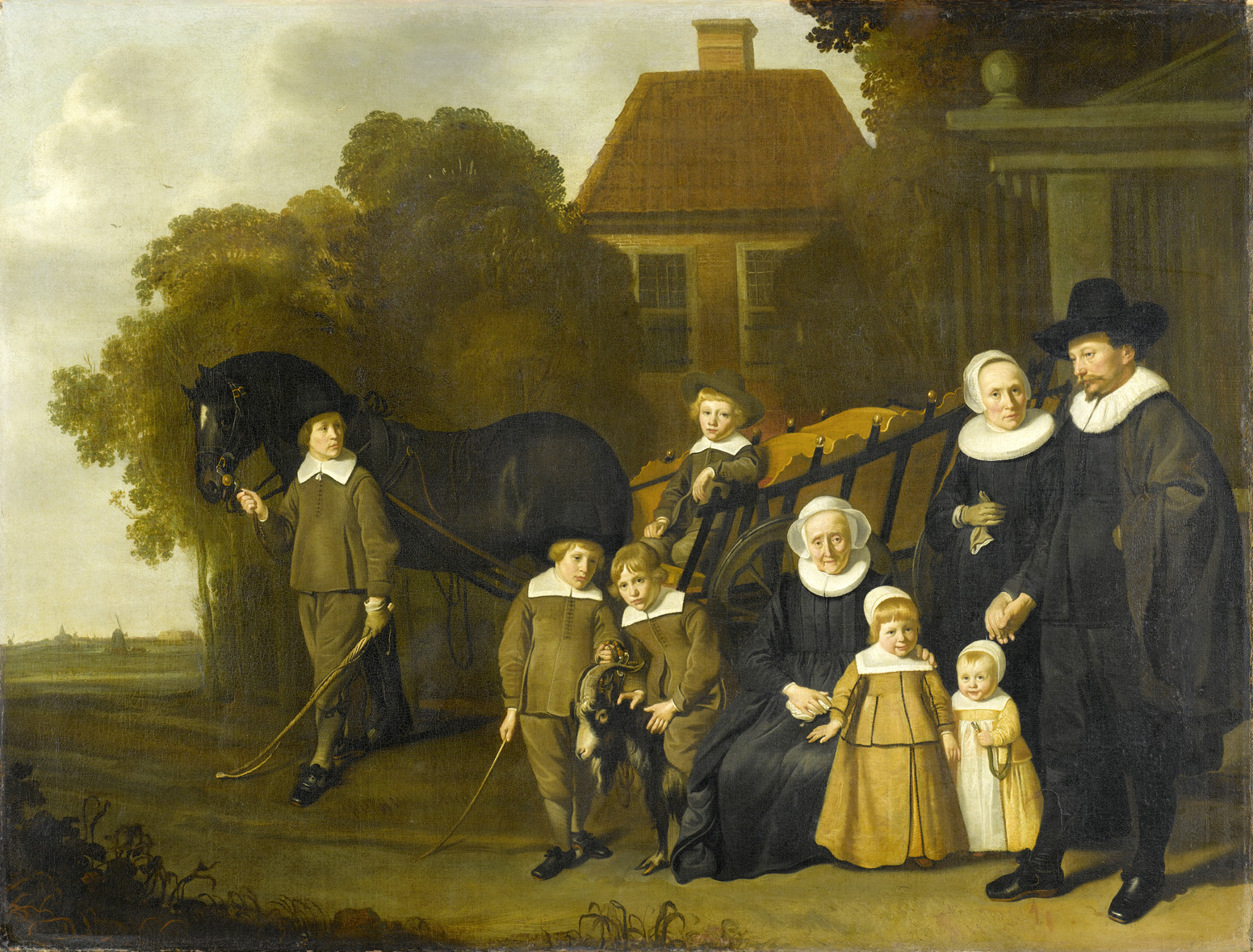 Jacob van Loo, The Meebeeck Crywagen family near the gate of their country home on the Uitweg near Amsterdam