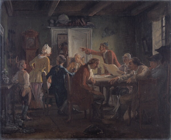 Wilhelm Marstrand, Collegium Politicum. Fra Ludvig Holbergs Den Politiske Kandestøber, 1. Akt, 2.Scene.