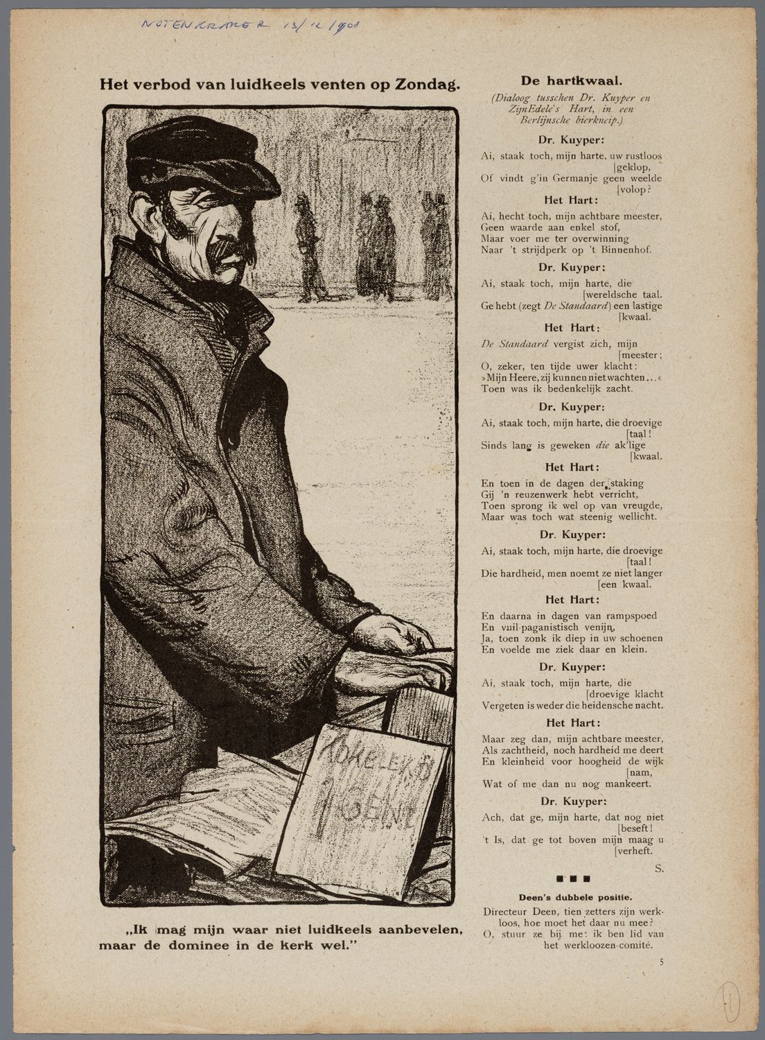 Hahn, Albert,draughtsman., Het verbod van luidkeels venten op zondag