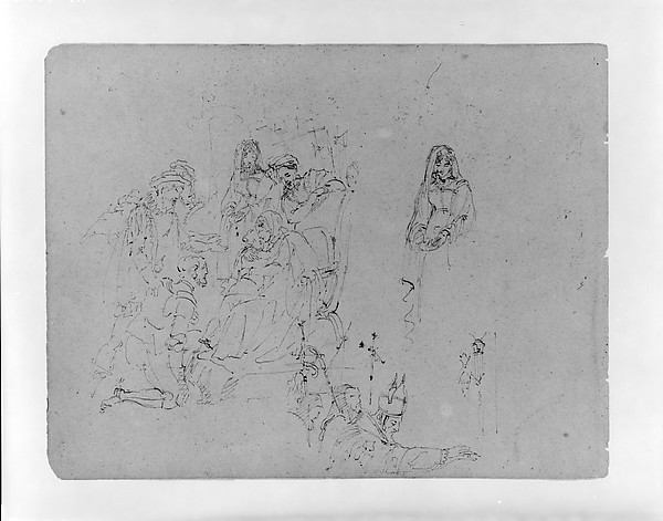 Thomas Sully, Composition Sketch for an Adoration of the Magi [?] and A Bishop Blessing [Marriage at Bolsena?] (from Sketchbook)