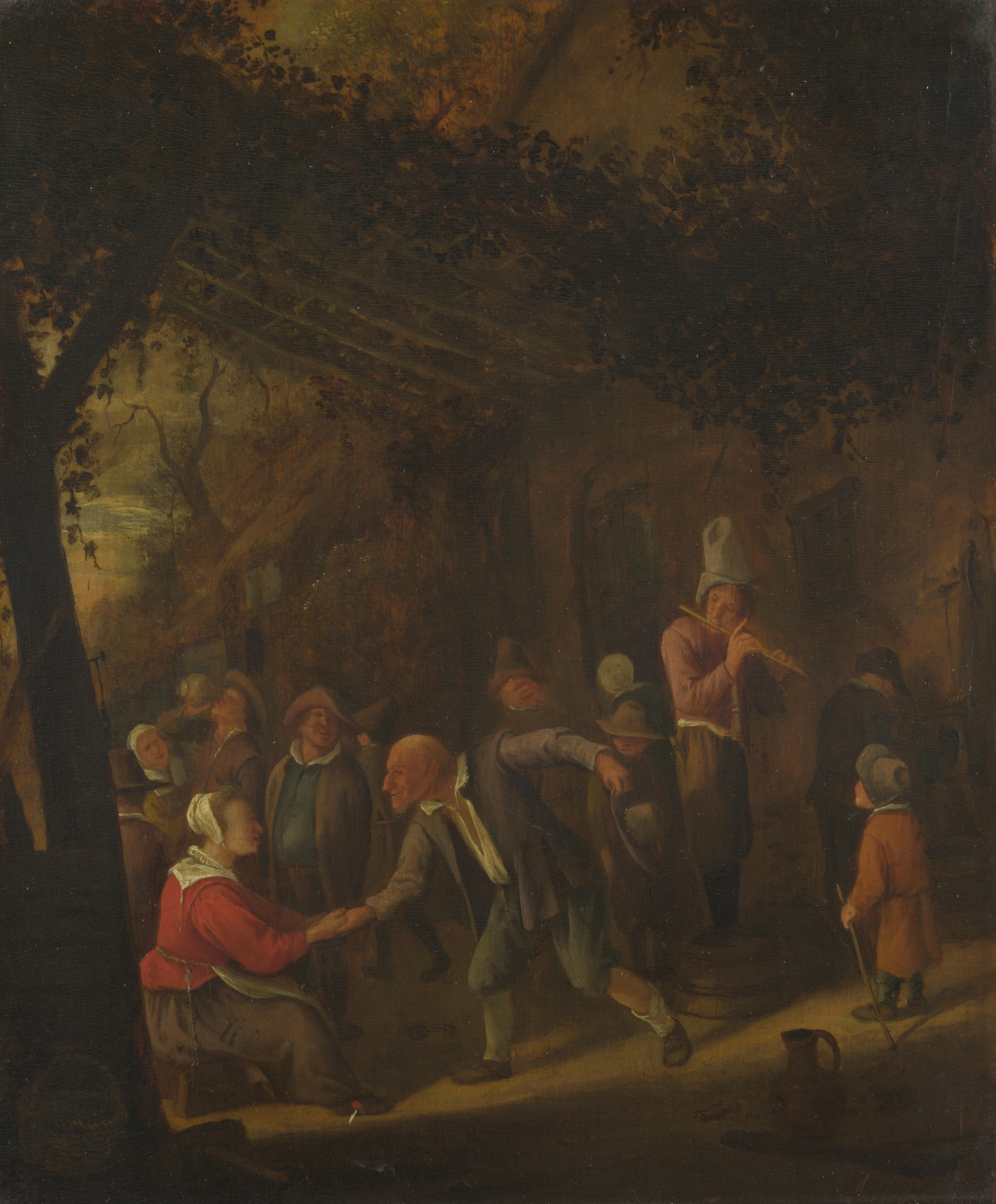 Jan Steen, Peasants merry-making outside an Inn
