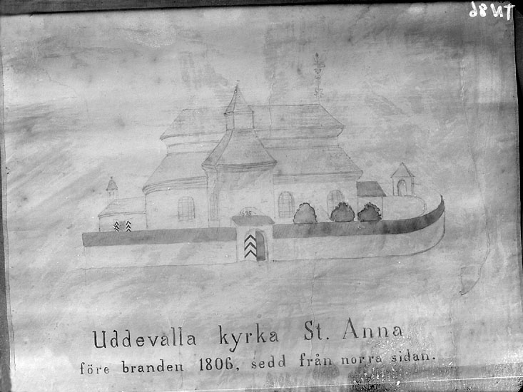 Thure Nihlén, According to later notes: “Photo of drawing: Uddevalla Church S: ta Anna, before the fire of 1806. Church seen from the north side.”