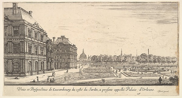 Stefano della Bella, View of Luxembourg from the garden side of the Palais d'Orleans, from "Various views of remarkable places in Italy and France" (Diverses vues d'endroits remarquables d'Italie et de France)