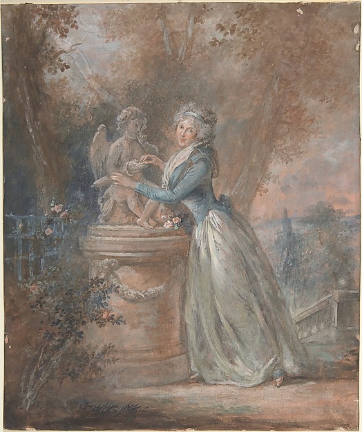 Anonymous, French, 18th century, Lady in a garden