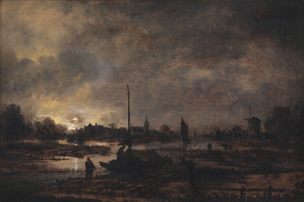 Aert van der Neer, Månens opgang over en landsby