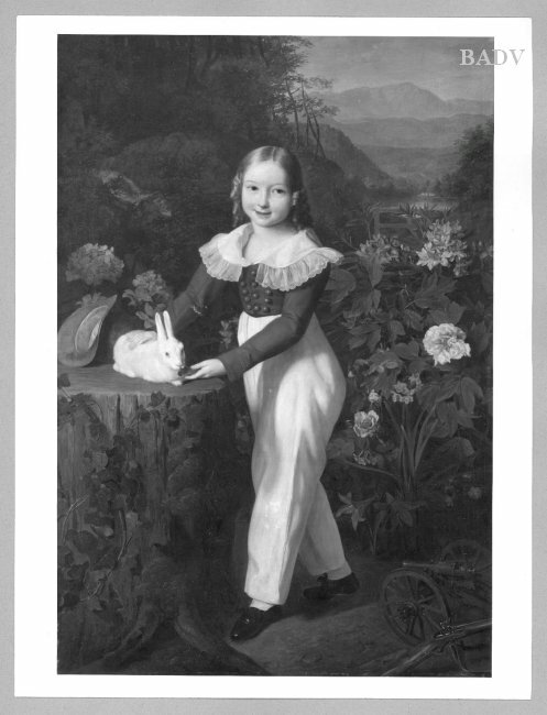Ferdinand Georg Waldmüller, Little Count Esterhazy in trousers with a rabbit