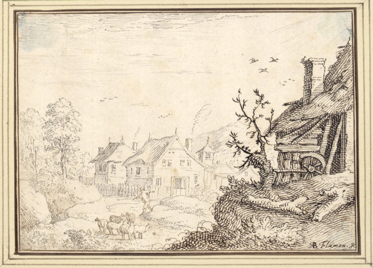 AlbertFlamen, Dorfrand mit kleiner Schafherde (III-23)