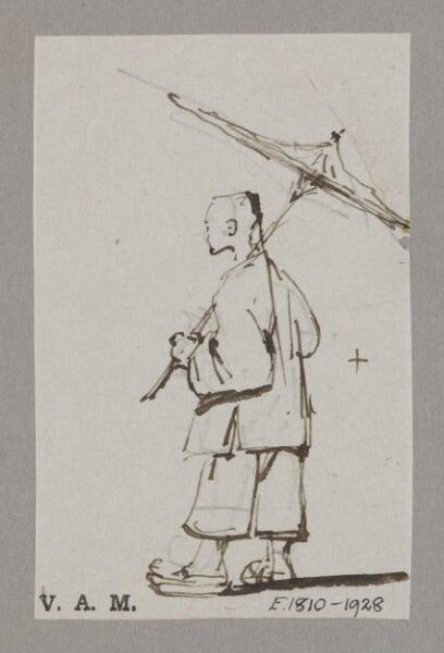 George Chinnery, A Chinese man holding up a parasol