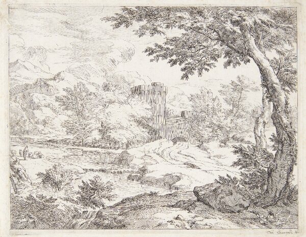 Abraham Genoels, Bjerglandskab med hyrde og får
