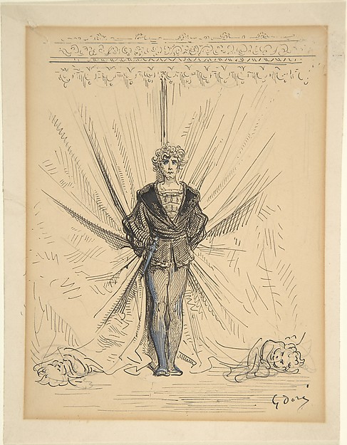 Gustave Doré, A Costumed Actor in Front of a Curtain
