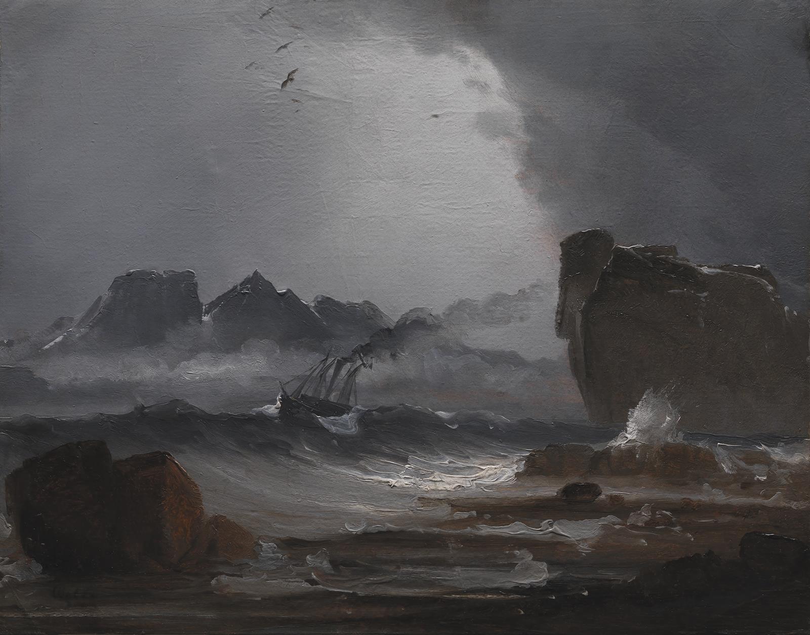 Peder Balke, Oprørt hav med et dampskib nær den norske kyst