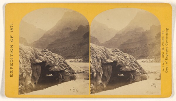 Timothy H. O'Sullivan, Grotto Spring, Grand Canon, Colorado River. The water flows from the rocks above, and the umbrella-shaped rock about it is tufa.