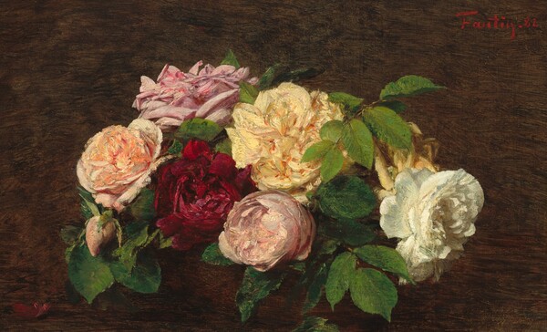 Henri Fantin-Latour, _Roses de Nice_ on a Table