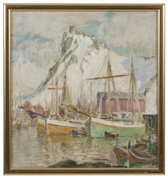 Anna Boberg, I hamnen, Svolvaer. Studie från Lofoten