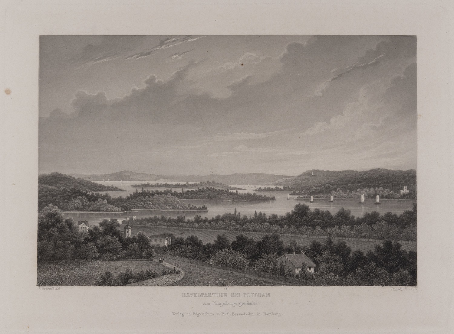 B. S. Berendsohn (Hamburg), Potsdam: Blick vom Pfingstberg nach Nordosten über den Jungfernsee (Brandenburgisches Album, Blatt 15)