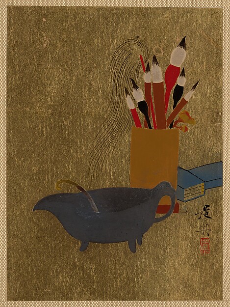 Shibata Zeshin, Kettle and Box with Paint Brushes