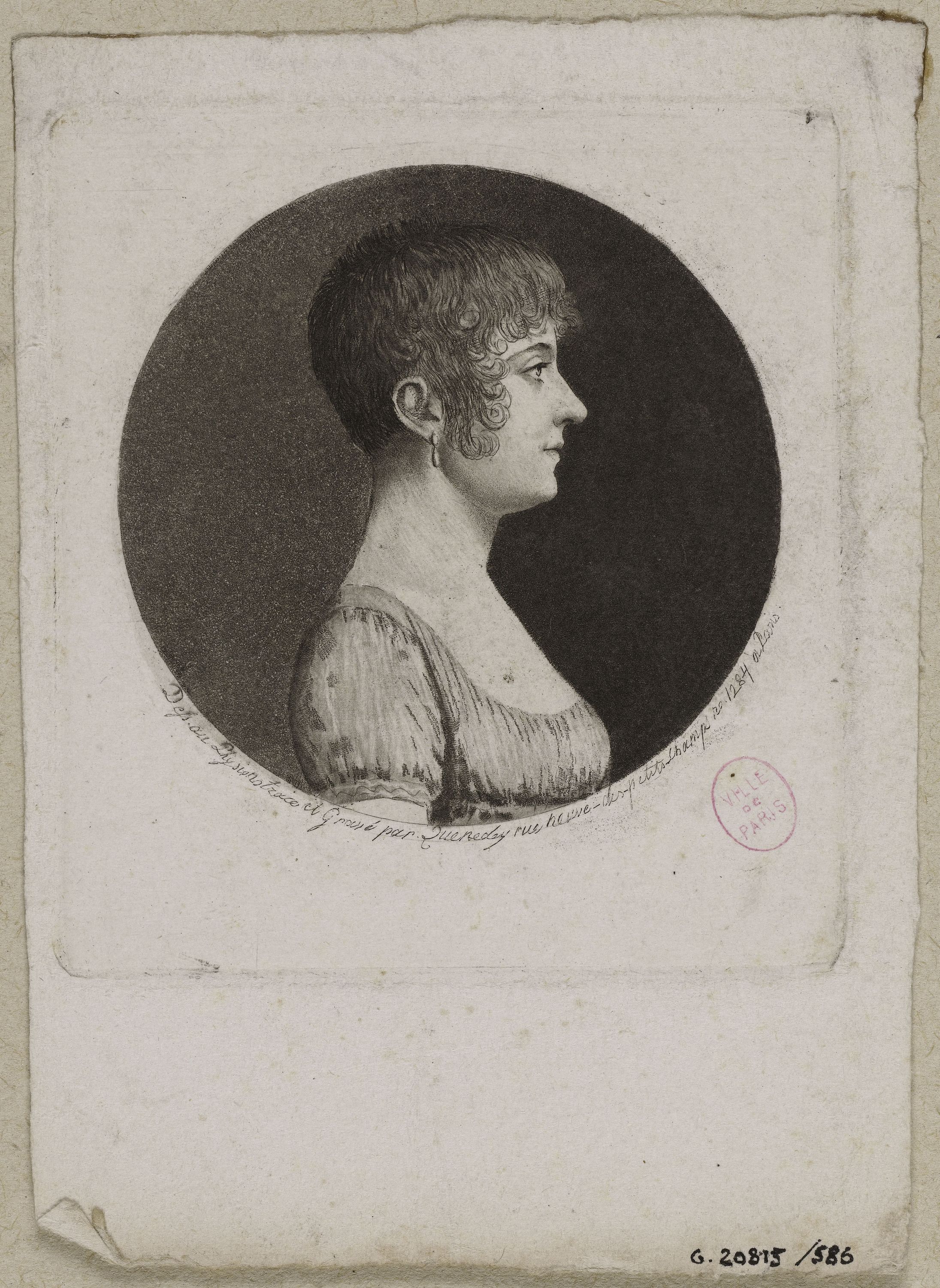 Edmé Quenedey, Portrait d'une femme, fin XVIIIème siècle/début XIXème siècle
