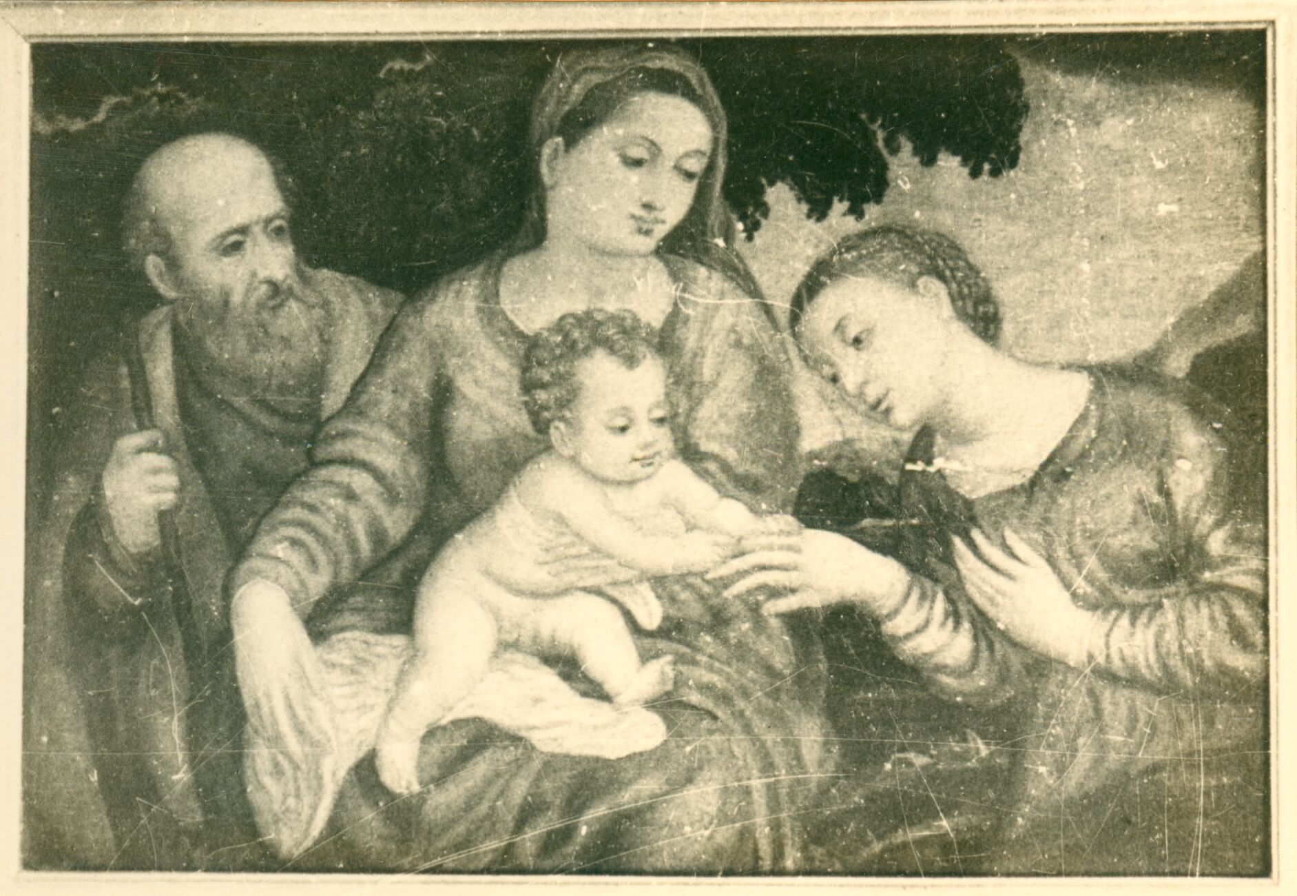 Branko Fučić, Sveti Andrija (Rovinj), slika, tempera na drvu: Zaruke sv. Katarine (Madona s Isusom, sv. Josipom i sv. Katarinom)