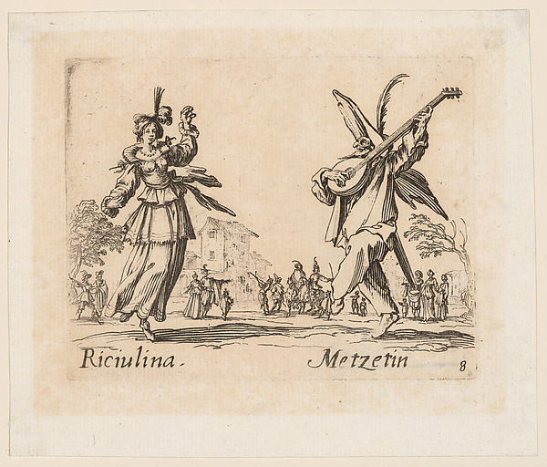 Jacques Callot, Riciulina and Metzetin, plate 8 from "Balli di Sfessania" (Dance of Sfessania)