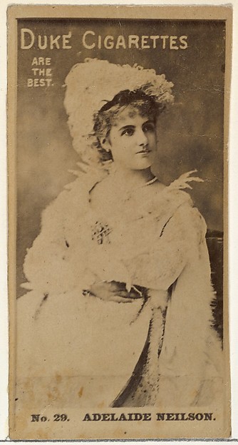 W. Duke, Sons & Co., Card Number 29, Adelaide Neilson, from the Actors and Actresses series (N145-6) issued by Duke Sons & Co. to promote Duke Cigarettes