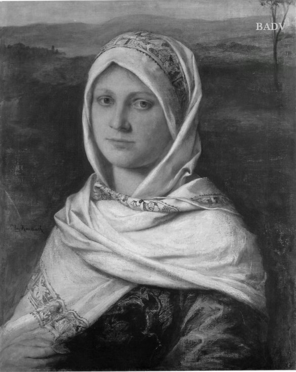 Friedrich August von Kaulbach, Weibliches Bildnis mit weißem Kopftuch