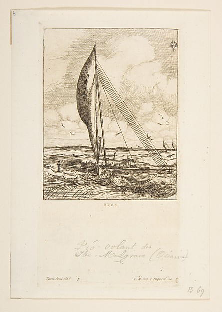 Charles Meryon, Pro-Volant des Iles Mulgrave, from "The Voyage to New Zealand (1842–46)"