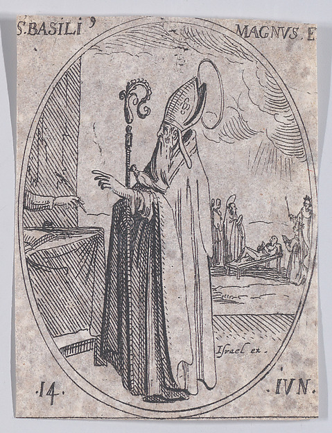 Jacques Callot, S. Basile le Grand, évêque (St. Basil the Great, Bishop), June 14th, from "Les Images De Tous Les Saincts et Saintes de L'Année" (Images of All of the Saints and Religious Events of the Year)
