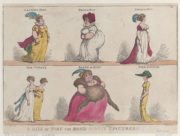 Thomas Rowlandson, A Bill of Fare for Bond Street Epicures!!