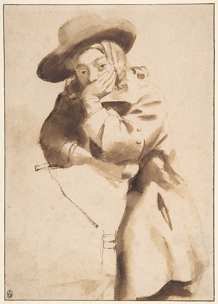Gerbrand van den Eeckhout, Young Man in Broad-Brimmed Hat, Resting His Chin on His Left Hand