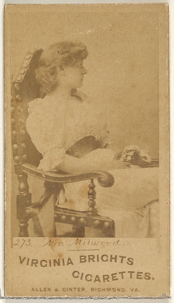 Allen & Ginter, Card 273, Miss Milwood, from the Actors and Actresses series (N45, Type 1) for Virginia Brights Cigarettes