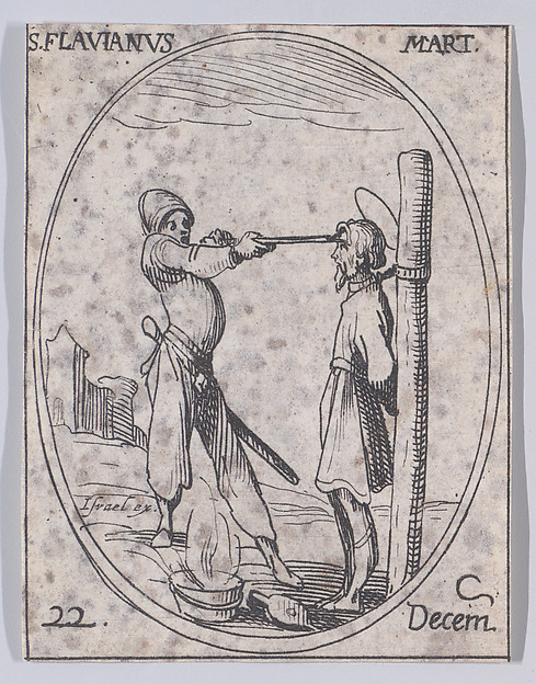 Jacques Callot, St. Flavian, Martyr, December 22nd, from "Les Images De Tous Les Saincts et Saintes de L'Année" (Images of All of the Saints and Religious Events of the Year)