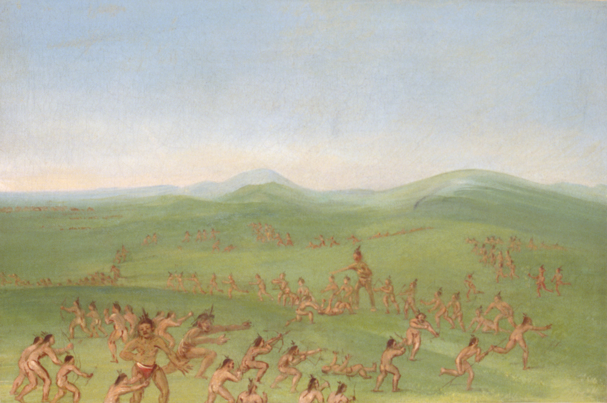 George Catlin, Sham Fight, Mandan Boys