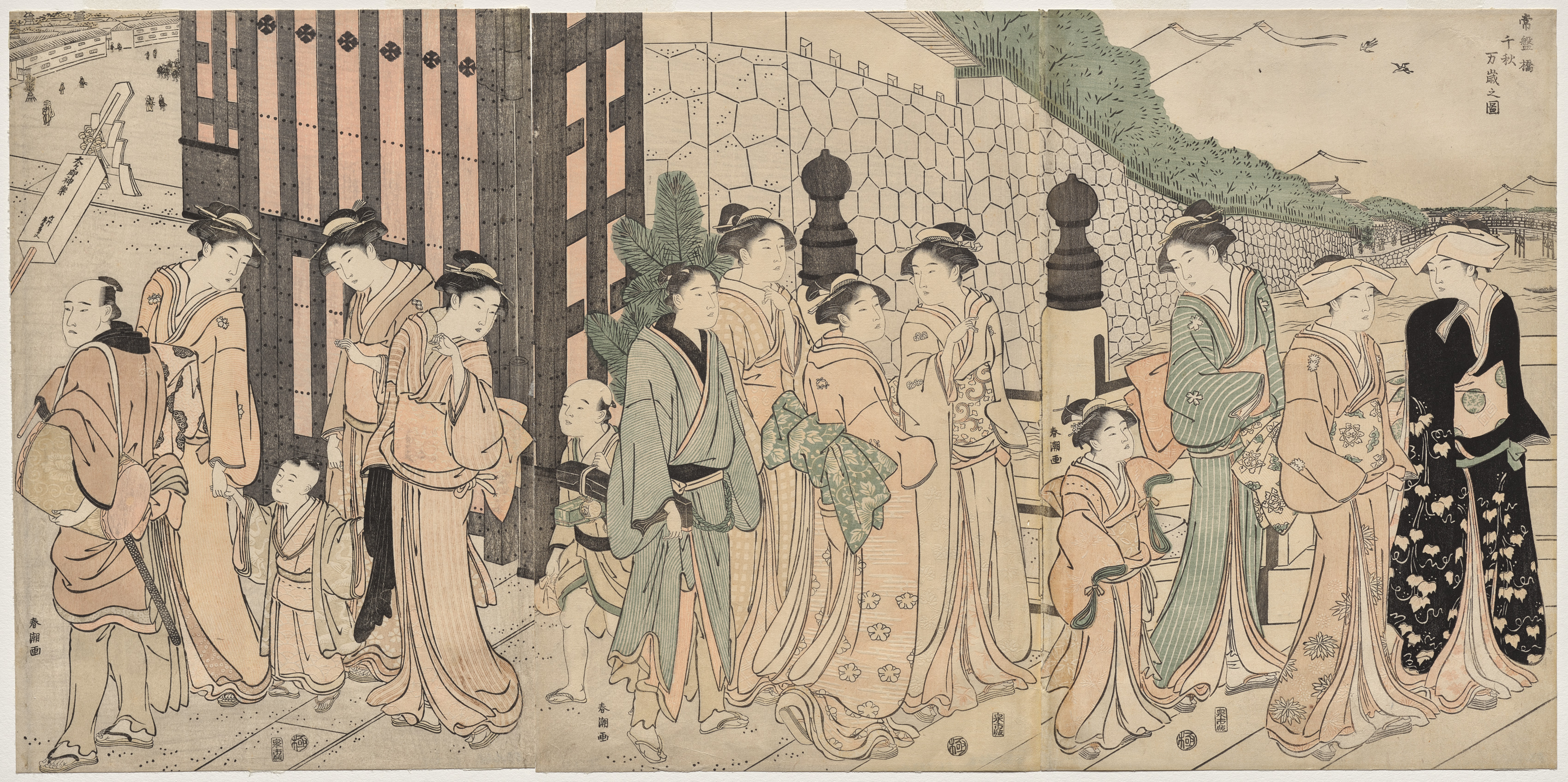 Katsukawa Shunchō, A Thousand Autumns, Ten Thousand Years on Tokiwa Bridge