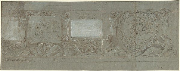 Giovanni Lanfranco, Design for a Wall Decoration with the Sacrifice of Abraham and the Flight into Egypt
