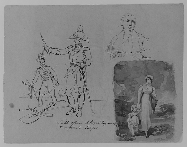 Thomas Sully, Portrait of a Cleric; Standing Man in Animal Skins; Portrait of a Woman; Man's Head (from Sketchbook)
