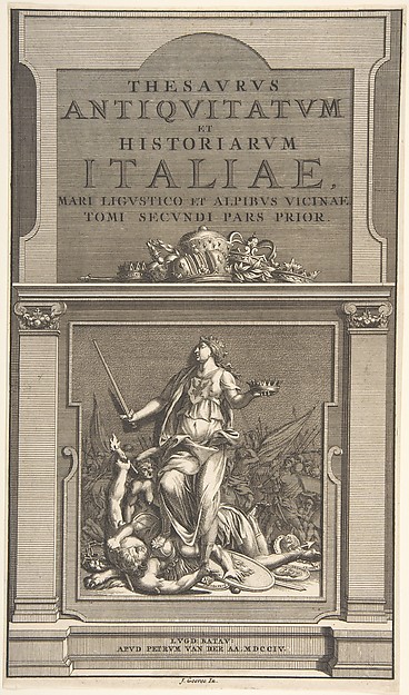 Jan Goeree, Title Page for "Thesavrvs Antiqvitatvm et Historianrvm Italie, Mari Lingvistico et Alpibvs Vicinae Tome Secondi Pars Prior"