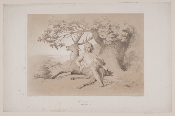 Lorenz Frølich, Flugten, pag. 23, illustration til Christian Winthers "Hjortens Flugt"