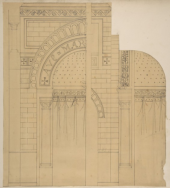 Jules-Edmond-Charles Lachaise, Elevation of a wall design, possibly for a chapel