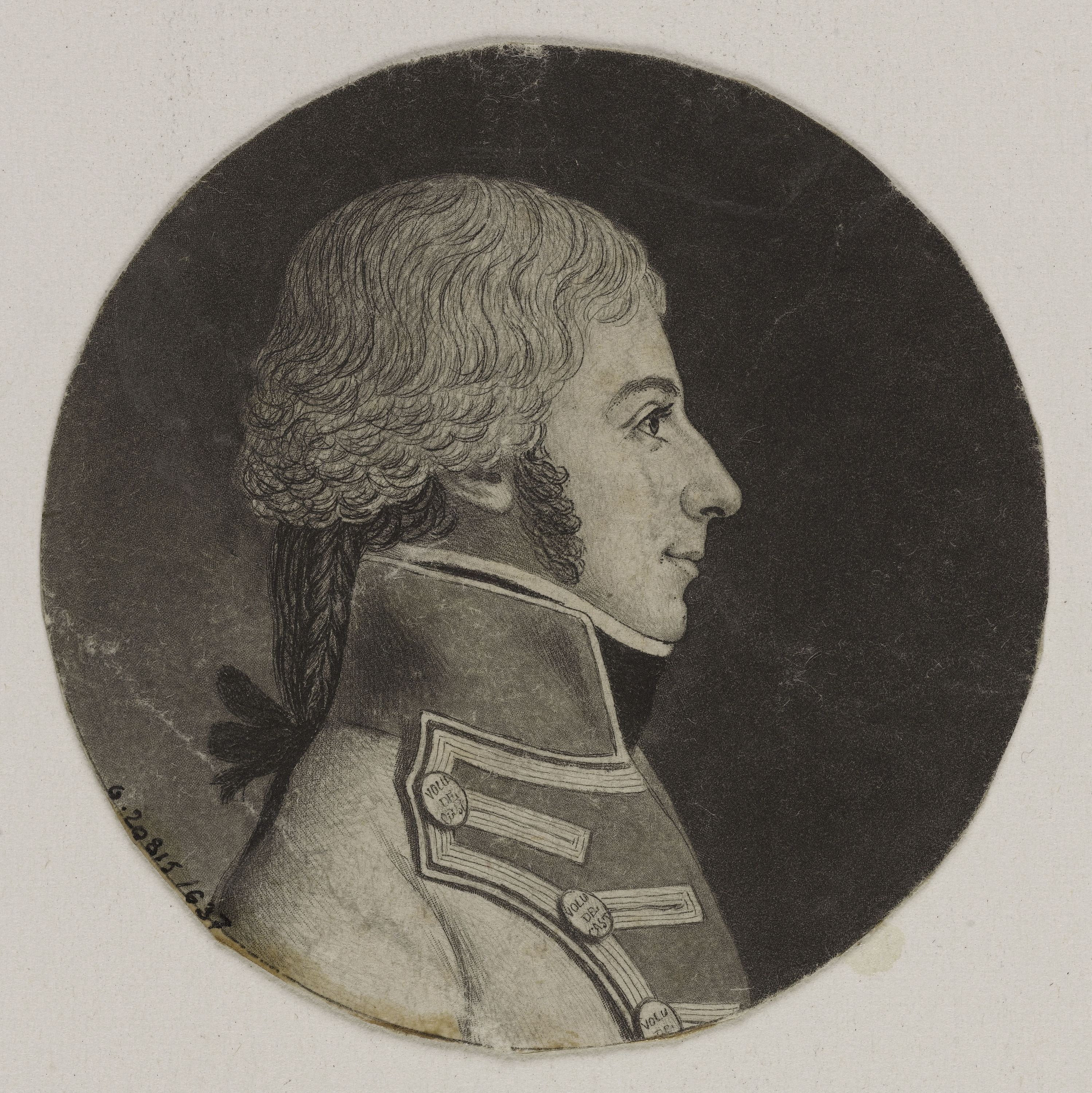 Edmé Quenedey, Portrait d'un homme, représentant un militaire, fin XVIIIème siècle/début XIXème siècle