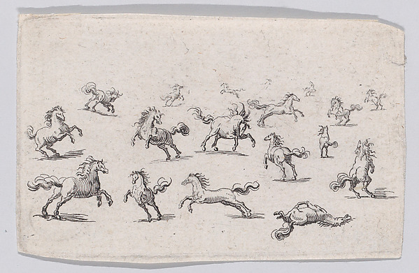 Anonymous, Reverse Copy of Chevaux Courant en Liberté (Horses Running Freely), from "Les Caprices"