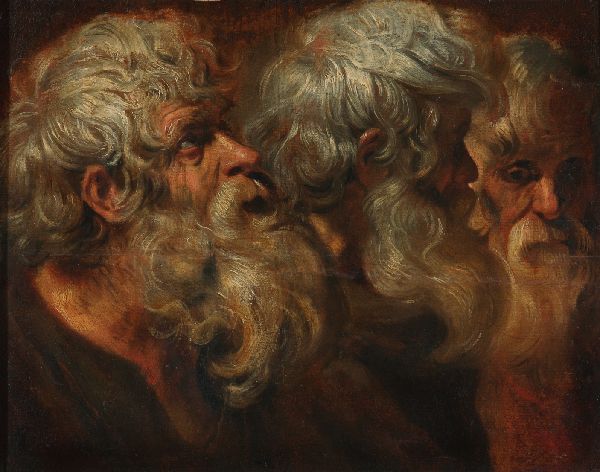 Peter Paul Rubens, Three Head Studies of a Bearded Old Man