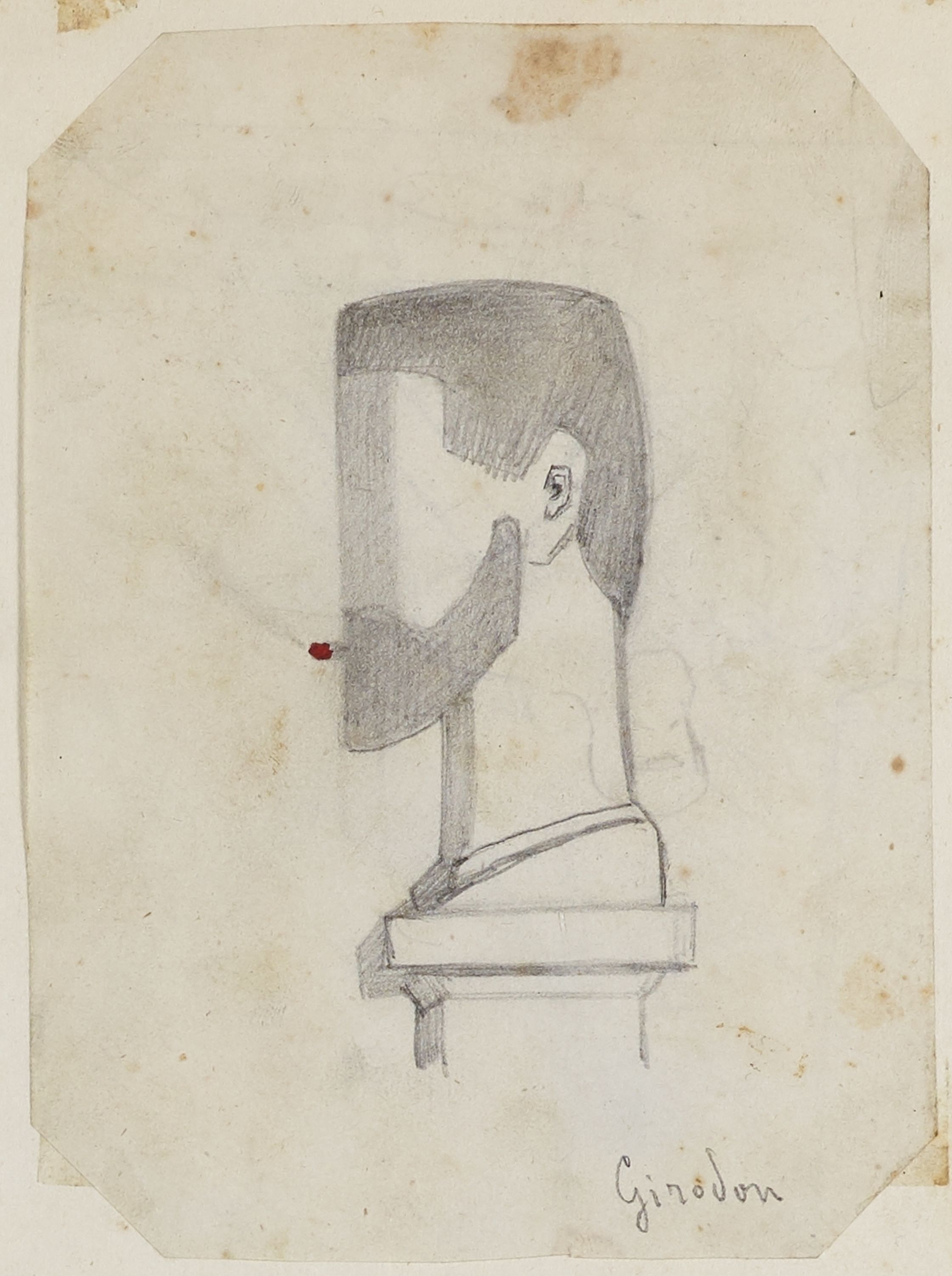 Anonyme, Portrait-charge d'un homme de profil (Girodon)